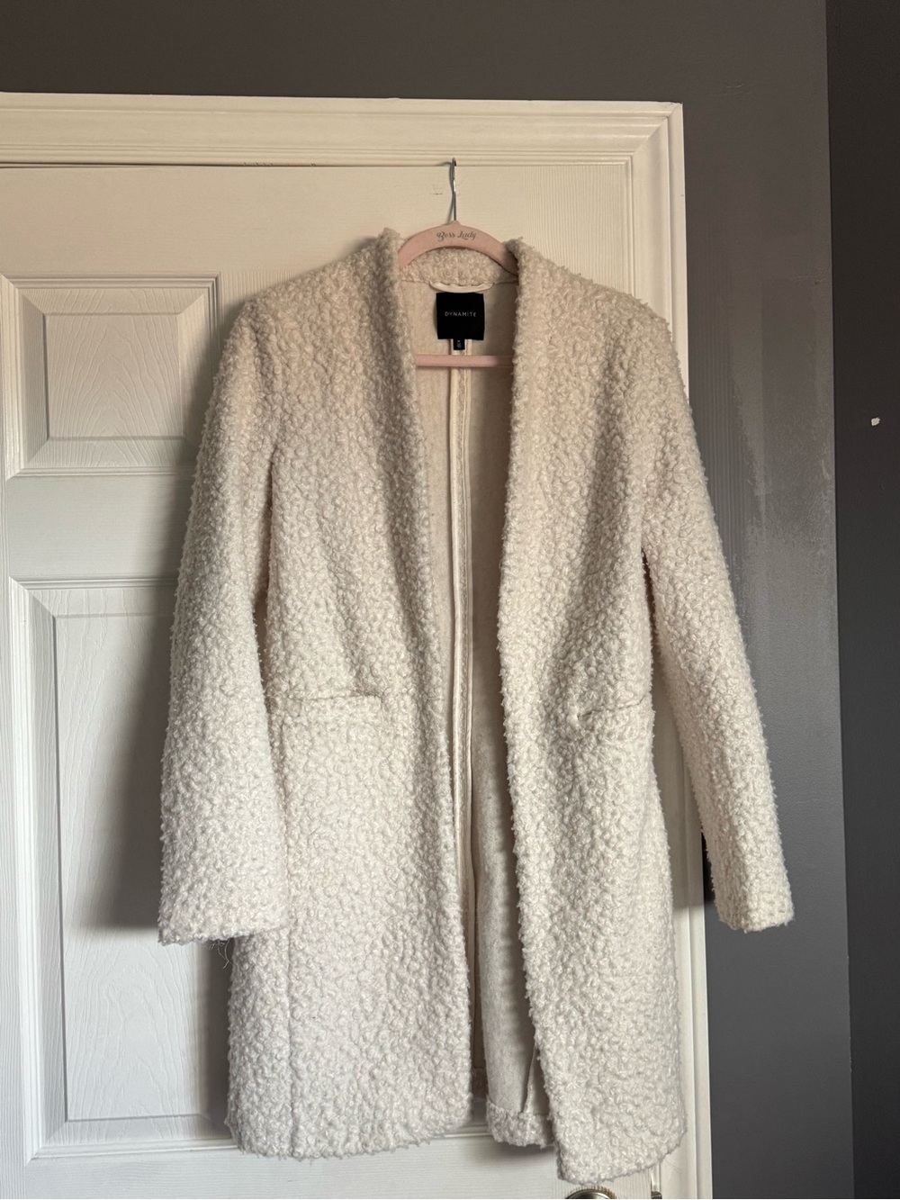 Dynamite Teddy Bouclé White Coat